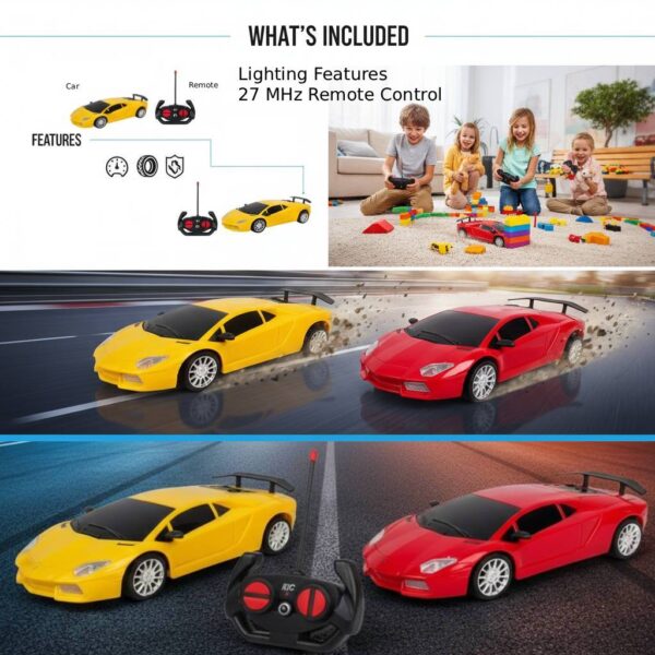 4-Direction RC Toy Car – Police, Racing & Sports Models with Light-Up All-Around Driving