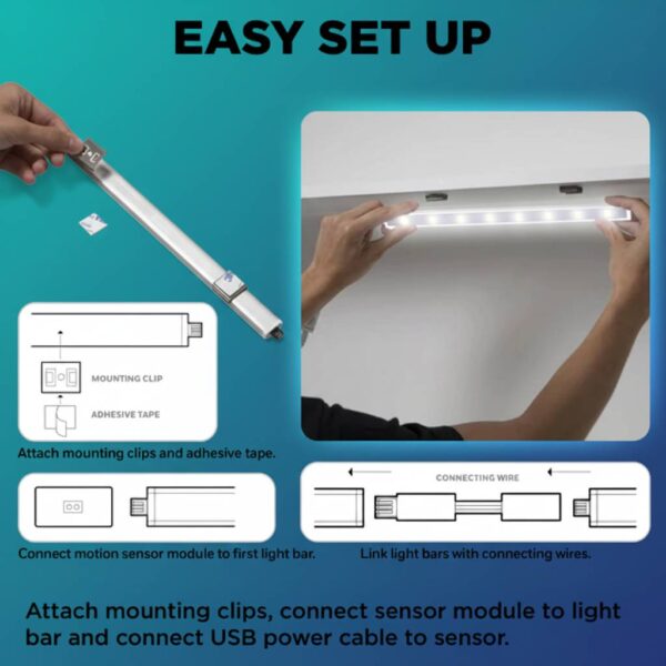 3 Pack 10" Under Cabinet Light with 5 Foot USB Cord and AC Wall Adapter